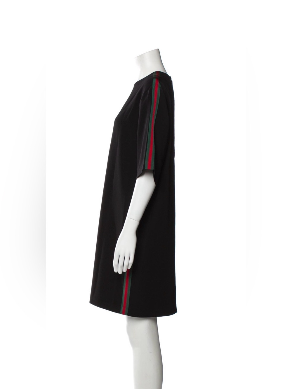 Gucci Black Midi Dress with Red & Green Stripes